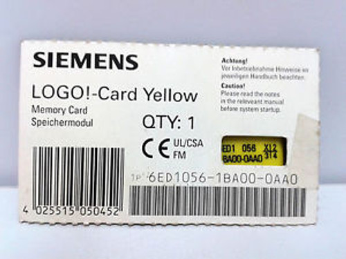 Siemens LOGO-Memory Card Yellow 6ED1056-1BA00-0AA0 Memory Module ControlLogix