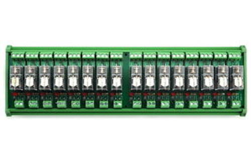 DIN Rail Mount 16 SPDT 16A Power Relay Interface Module, G2R-1-E 24VDC Relay.