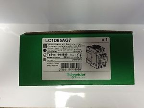 SCHNEIDER ELECTRIC, LC1D65AG7 CONTACTOR, 120VAC COIL, 3-POLE, BRAND NEW