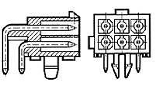 Headers & Wire Housings HEADER 6 POS R/A GOLD DUAL ROW (50 pieces)