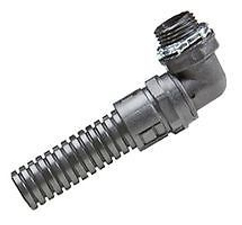 ELECTRI-FLEX 90901 CONDUIT CONNECTOR, R/A, SZ 3/8IN, 1/2IN NPT, BLK