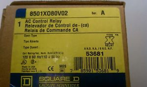 SQUARE D AC CONTROL RELAY 8501XO80V02 Ser.A NEW