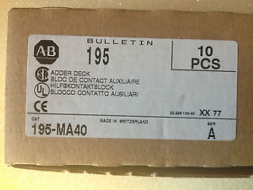 ALLEN BRADLEY Bulletin 195 Adder Deck  195-MA40  LOT OF 10