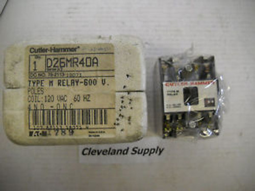 CUTLER HAMMER D26MR4OA TYPE M RELAY 600V 4P 120V COIL  NEW IN BOX