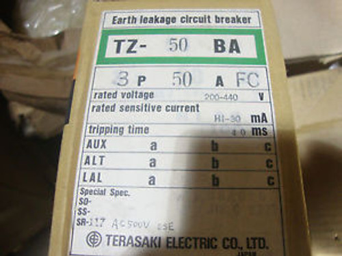 NEW IN BOX Terasaki Electric 3 Pole 50 Amp Earth Leakage Circuit Breaker TZ-50BA