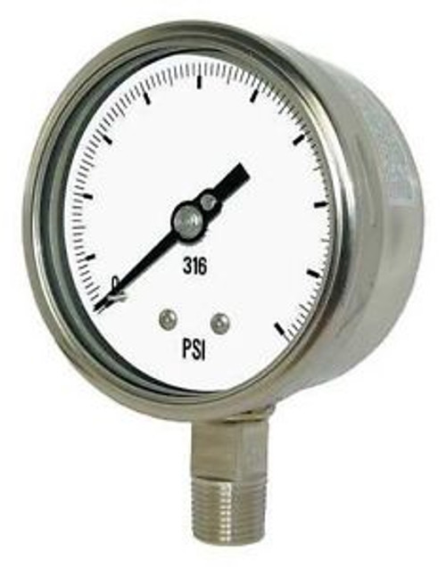 PIC GAUGES 4001-2LH Pressure Gauge, Heavy Duty, 4 In., 300 psi