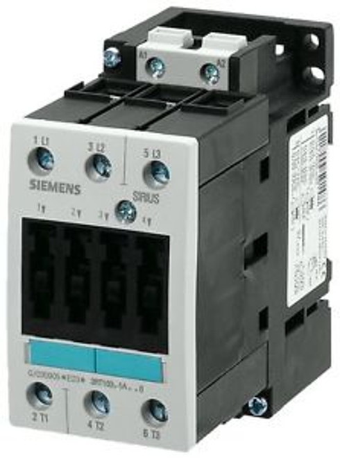 Siemens 3RT1034-1AK60  32 AMP 3 pole contactor with a 120 volt AC coil.