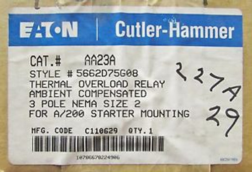 EATON CUTLER HAMMER Size 2 A200 Starter Mount Overload Relay AA23A