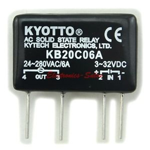 10x KYOTTO KB20C06A Solid State Relay / SSR, in 3~32VDC, out 6A 24~280VAC.