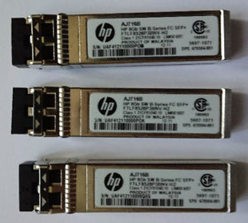 HP AJ716B 8GB SHORTWAVE B-SERIES FIBRE CHANNEL 1 PACK SFP+TRANSCEIVER 670504-001