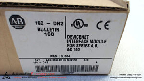 ALLEN BRADLEY 160-DN2 SERIES A DEVICENET INTERFACE MODULE W/ MANUAL, NEW