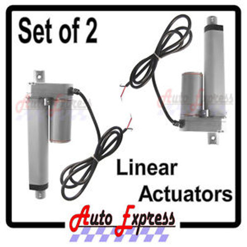 2 Water Resistant Linear Actuators 4 inch Stroke 225 Pound Max Lift 12 24V DC