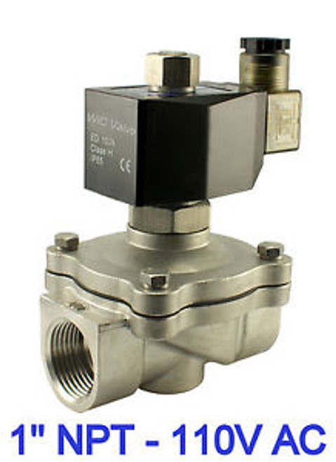 1 Inch Normally Open Stainless Electric Air Water Solenoid Valve 110V AC Viton