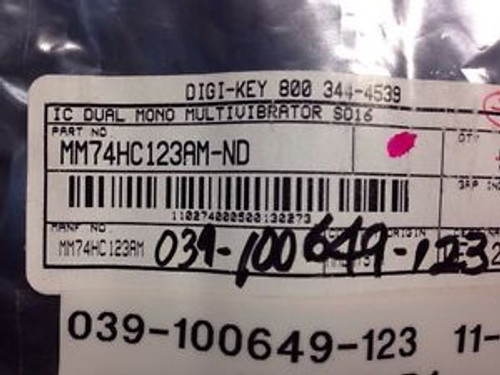 Fairchild IC Multivibrator Mono MM74HC123AM, MM74HC123AM-ND, Lot Of 360, H#44