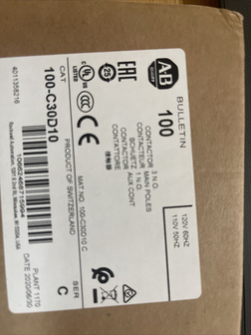 Allen Bradley 100-C30D10 Factory New  100C30D10