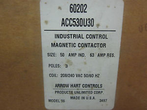 NEW ARROW HART MAGNETIC CONTACTOR  ACC530U30 ..................WL-70