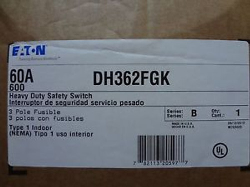 NEW EATON CUTLER HAMMER DH362FGK HEAVY DUTY SAFETY DISCONNECT SWITCH 3P 60A