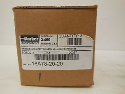 2 NEW PARKER 16A78-20-20 HOSE FITTING 16A782020