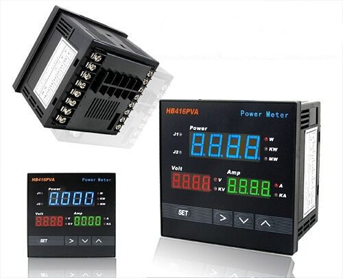 New Digital Ac Power Watt Meter+Volt+Amp Display+Alarm