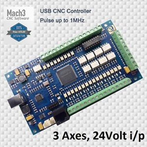 USB CNC 3-Axis Motor Stepper Drive Controller Board USBCNC Mach3 WIN7 24V-Input