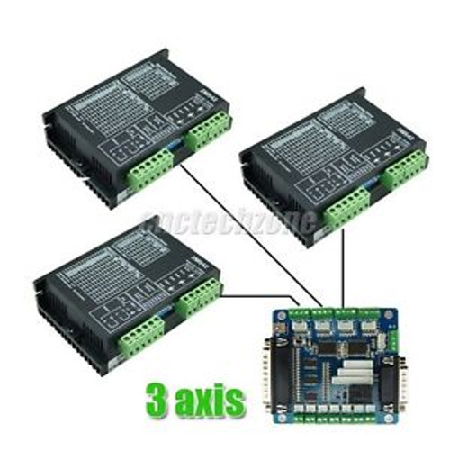 Diy CNC Kit 3 Axis Stepper Motor Driver 2M542 4.2A & Breakout Interface Board