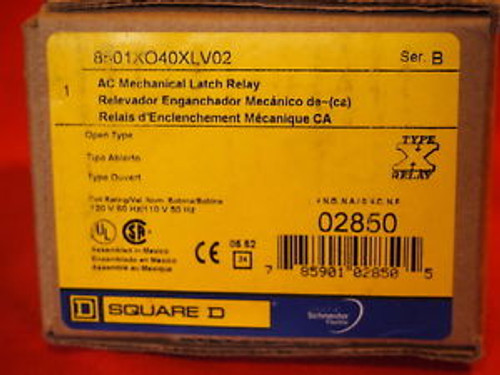 SQUARE D 8501XO40XLV02 AC LATCH RELAY 4 N.O. 120VAC COIL NEW IN BOX