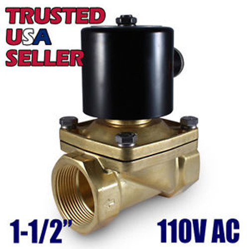 1-1/2 110 Volts AC Electric Brass Solenoid Valve Water Air 110 120 VAC