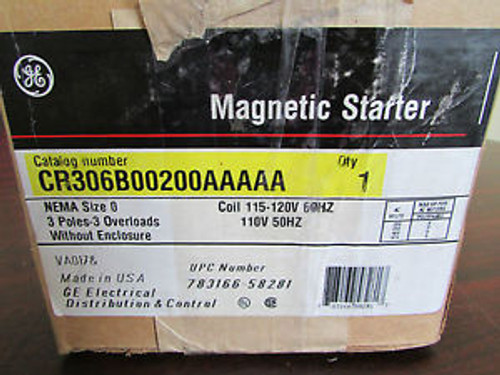 General Electric G E CR306B00200AAAAA Magnetic Starter 3 Pole Nema Size 0