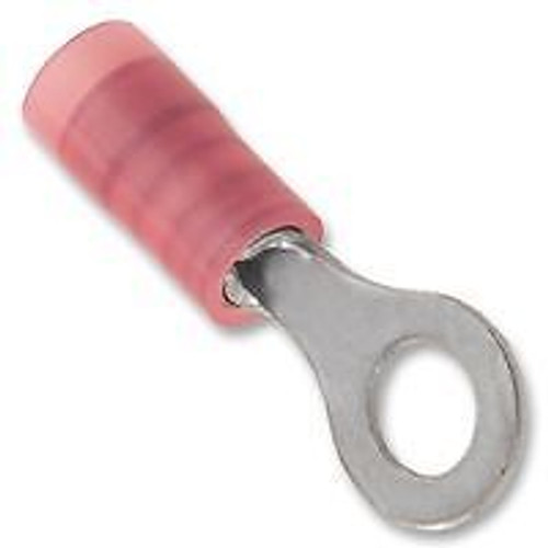 PANDUIT PV18-8R-CY CRIMP TERMINAL, RING TONGUE, #8, RED