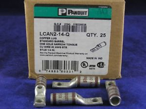 PANDUIT LCAN2-14-Q #2 Awg Lug 1Hole Std Brl 1/4 Bolt Brown W/Peep (pkg 25)