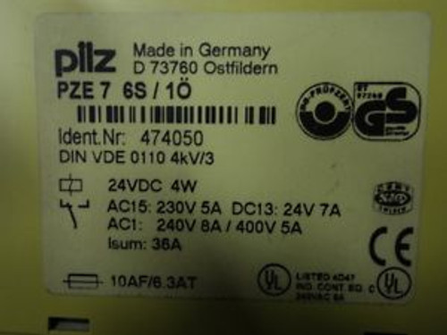 PILZ  PZE 7  6S / 10  SAFETY RELAY