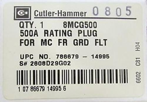 CUTLER HAMMER  8MCG500 MCG Breaker Rating Plug 500 Amp 2608D29G02