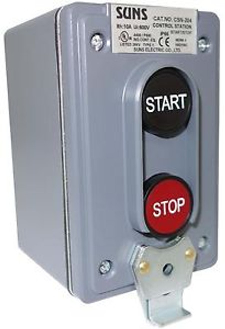 SUNS CSN-204 UL Listed Gray Start/Stop Control Station Lockout on Stop 9001BW241