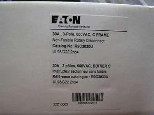 Eaton Cutler Hammer R9C3030U 30 amp 3 pole 600vac C frame non fusible rotary dis