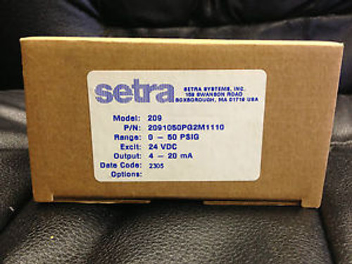 Setra pressure transducer 209 0-50 PSIG 24VDC 4-20 mA NEW IN BOX.
