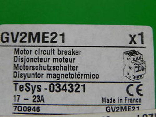 SCHNEIDER TELEMECANIQUE GV2ME21 MOTOR CIRCUIT BREAKER