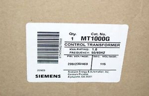 SIEMENS, INDUSTRIAL CONTROL TRANSFORMER, MT1000G