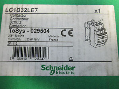 Schneider Electric LC1D32LE7 IEC Open 3P Contactor 208VAC 32A