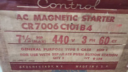 GE CR7006B101B NEW IN BOX SIZE 0 AC MAGNETIC STARTER 220V COIL SEE PICS #A44