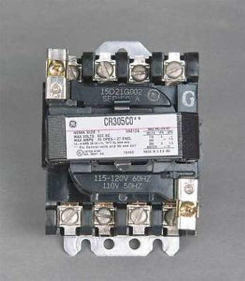 GENERAL ELECTRIC CR305B002 NEMA Contactor,120VAC,18A,Size0,3P,Open