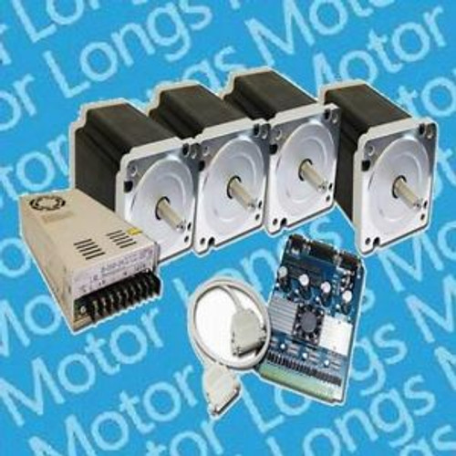 4Axis Nema 23 Stepper Motor 270oz-in,3.0A single shaft & Driver board CNC LONGS