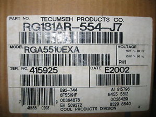 RG181AR-554-J7 Compressor Tecumseh New NEW