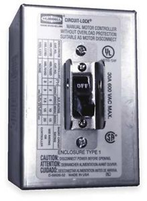 HUBBELL WIRING DEVICE-KELLEMS HBL1379D Manual Motor Switch, 30A, 600VAC, 3P
