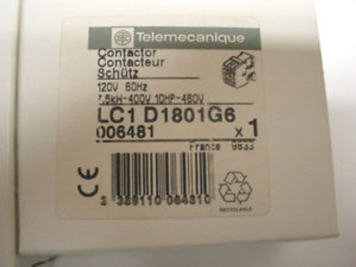 Telemecanique Contactor Model LC1 D1801G6 New in Boxes