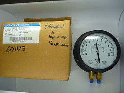 Ashcroft Special Service Gauge, 10-0-10 psid, 6, 1/4 NPT, 60-1125A-02L-10-0-10