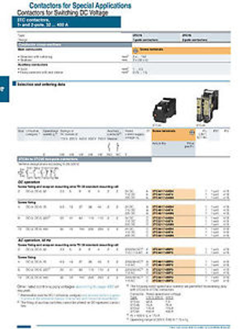 New Siemens 3TC4417-0AB4 9kw 440VDC 2 Pole Contactor - Coil 24VDC  3TC44170AB4