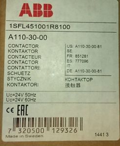 ABB A110-30-00-81 3POLE CONTACTOR