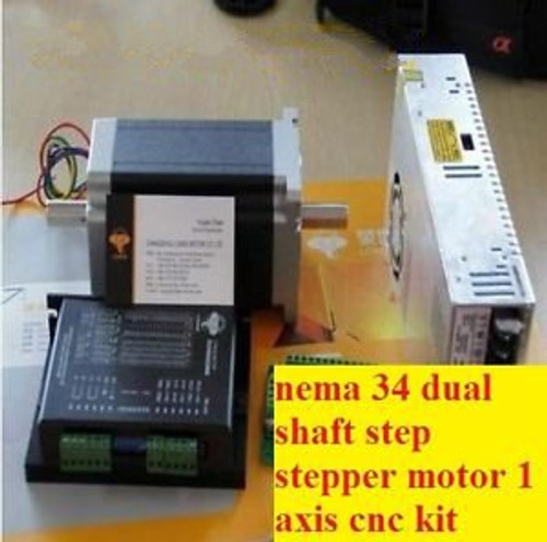nema 34 stepper motor 1600 dual shaft &driver&power 1 axis CNC kit router mill