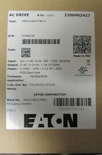 EATON CUTLER HAMMER MMX11AA1D7N0 0 Frequency Drive .33 HP 100 120V AC Inverter