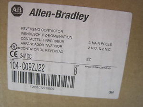 New Allen Bradley 104-C09ZJ22 Reversing Contactor 104C09ZJ22